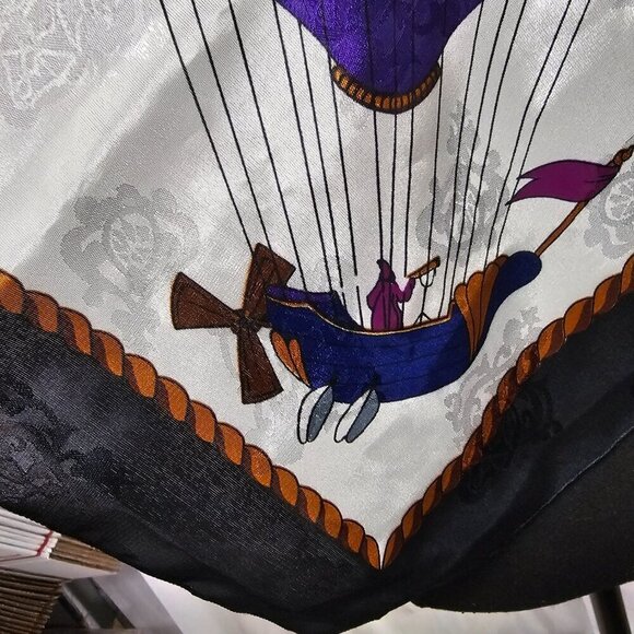 Unbranded White Red Hot Air Balloon Celestial Decorative Square Scarf - Picture 6 of 8